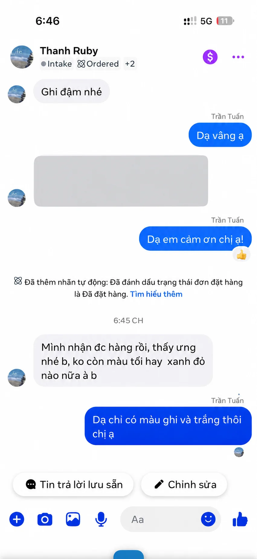 Phản hồi sau khi nhận hàng